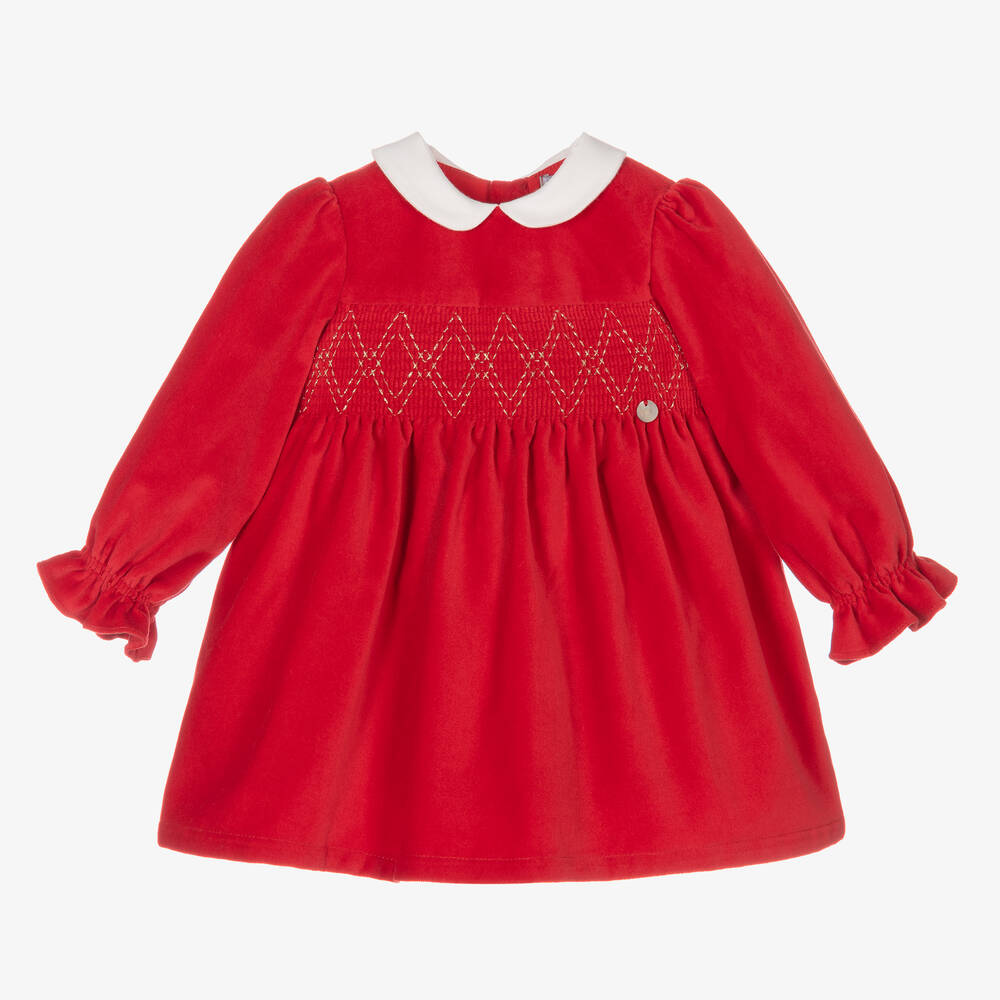 Dr. Kid - Rotes gesmoktes Samtkleid | Childrensalon