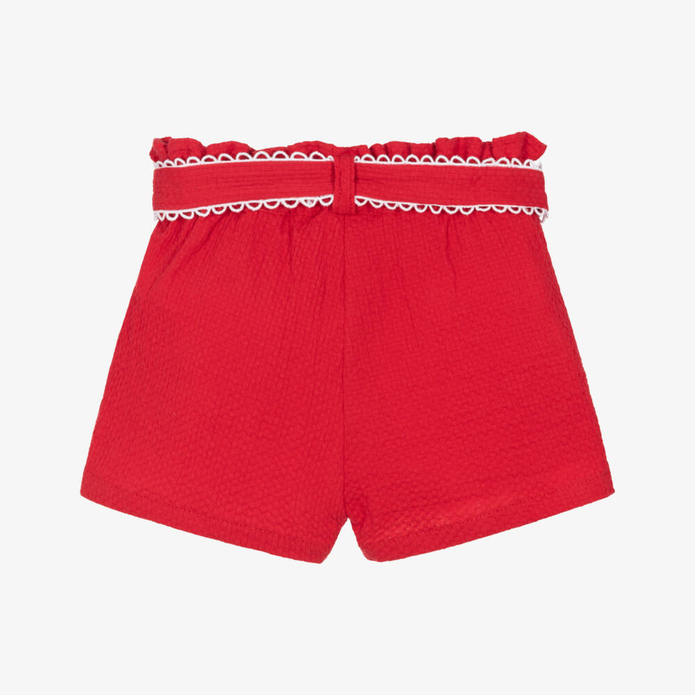 Dr. Kid-Girls Scarlet Cotton Belted Shorts | Childrensalon Outlet