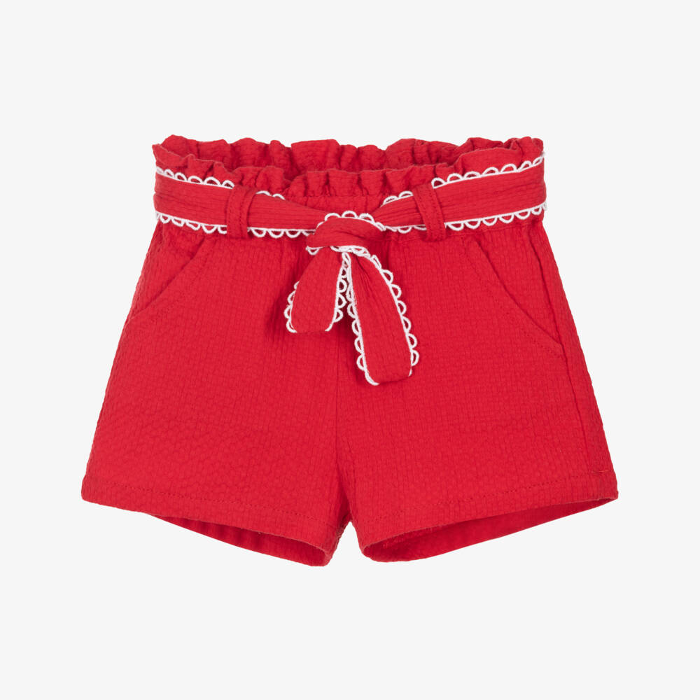 Dr. Kid-Girls Scarlet Cotton Belted Shorts | Childrensalon Outlet