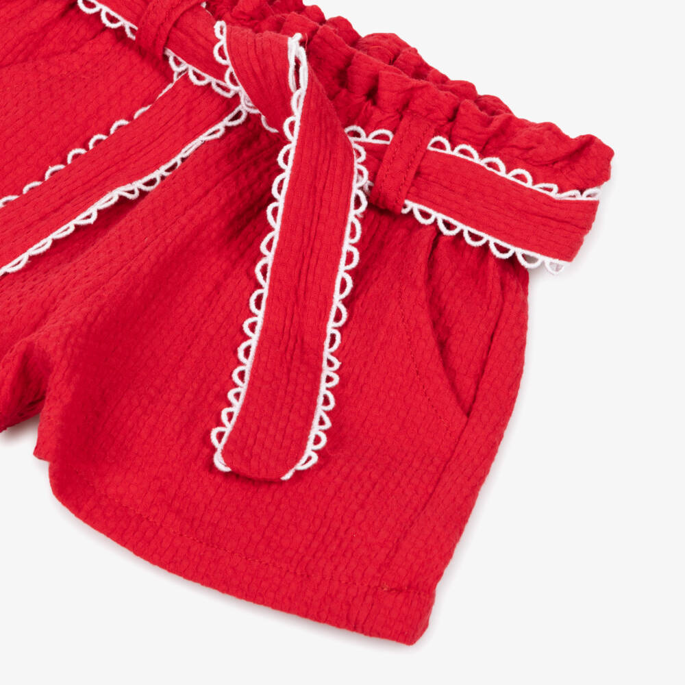 Dr. Kid-Girls Scarlet Cotton Belted Shorts | Childrensalon Outlet