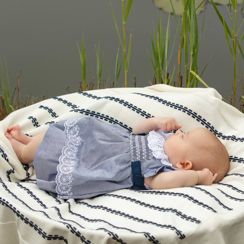 Dr. Kid-Girls Sky-Toned Smocked Cotton Frock | Childrensalon Outlet