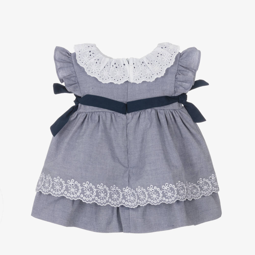 Dr. Kid-Girls Sky-Toned Smocked Cotton Frock | Childrensalon Outlet