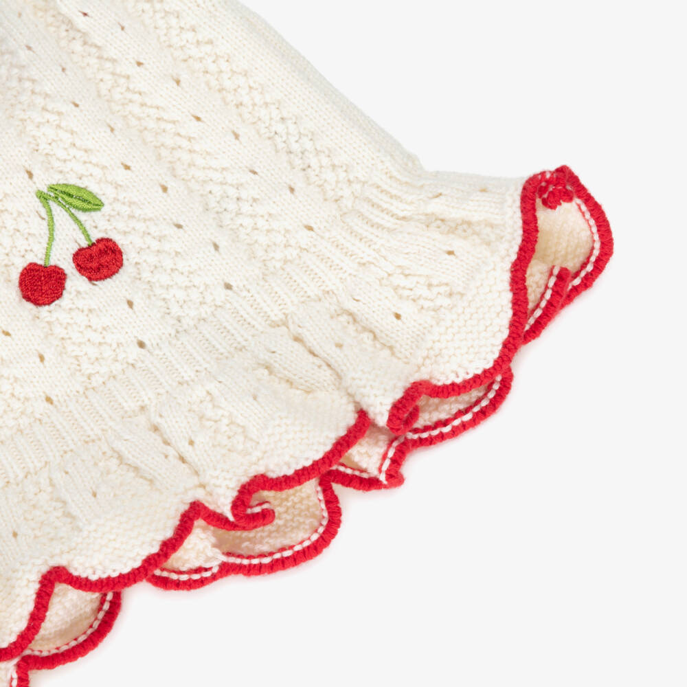 Dr. Kid-Girls Soft Ivory Cherry Knit Top | Childrensalon Outlet