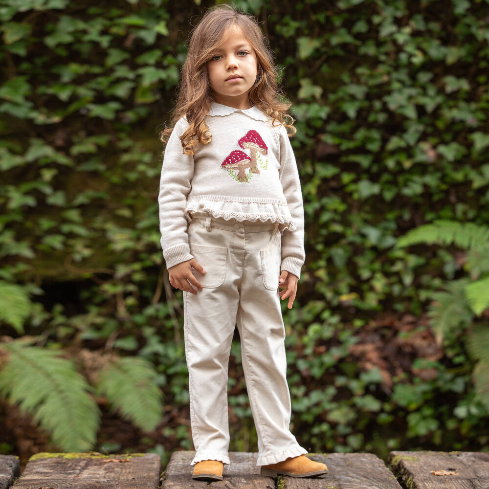 Dr. Kid-Мягкие кремовые вельветовые брюки для девочек | Childrensalon Outlet