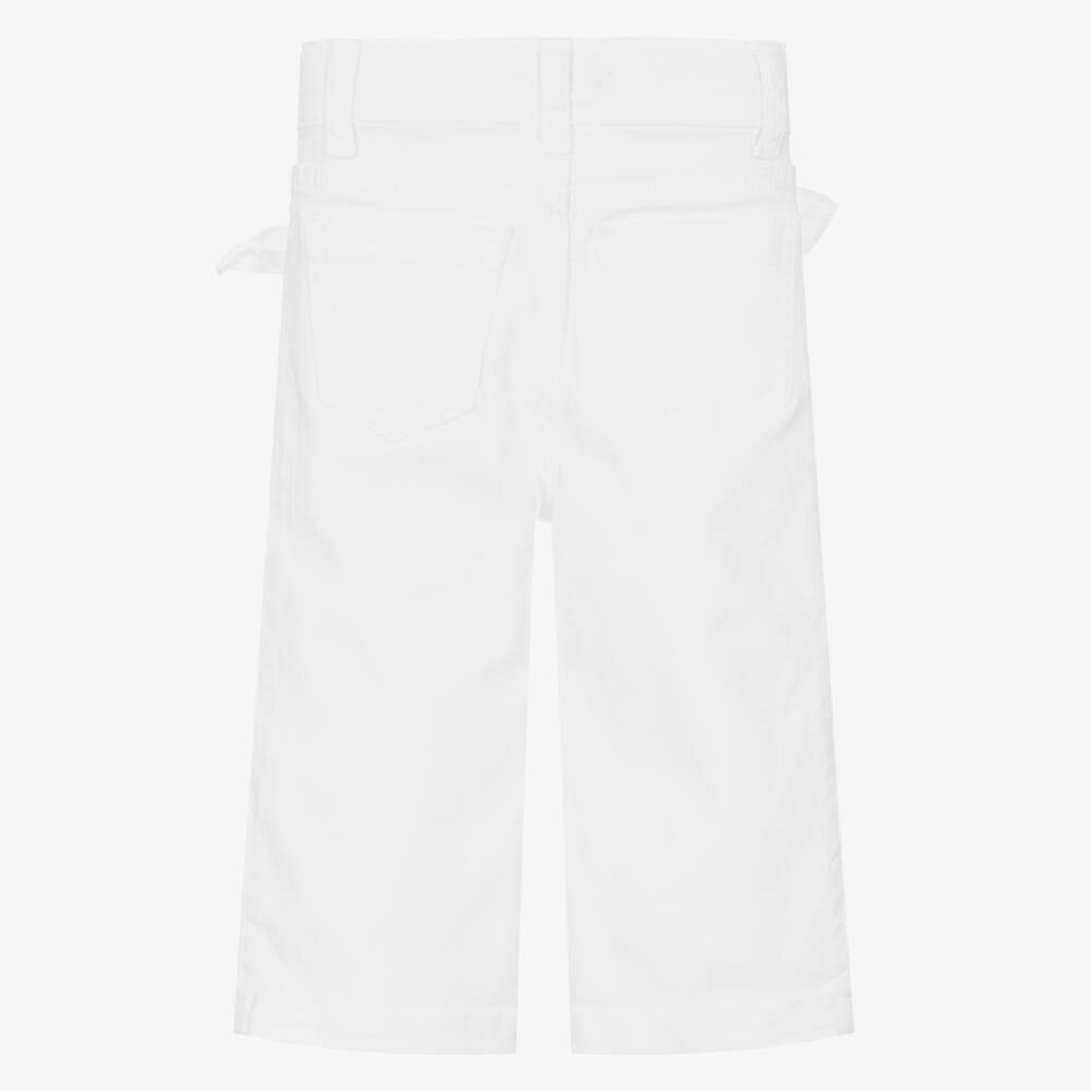 Dr. Kid-Girls Soft Ivory Twill Pants with Bows | Childrensalon Outlet