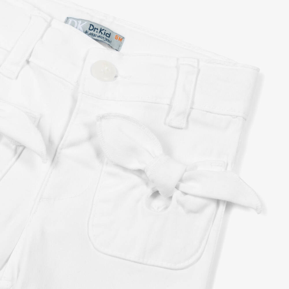 Dr. Kid-Girls Soft Ivory Twill Pants with Bows | Childrensalon Outlet
