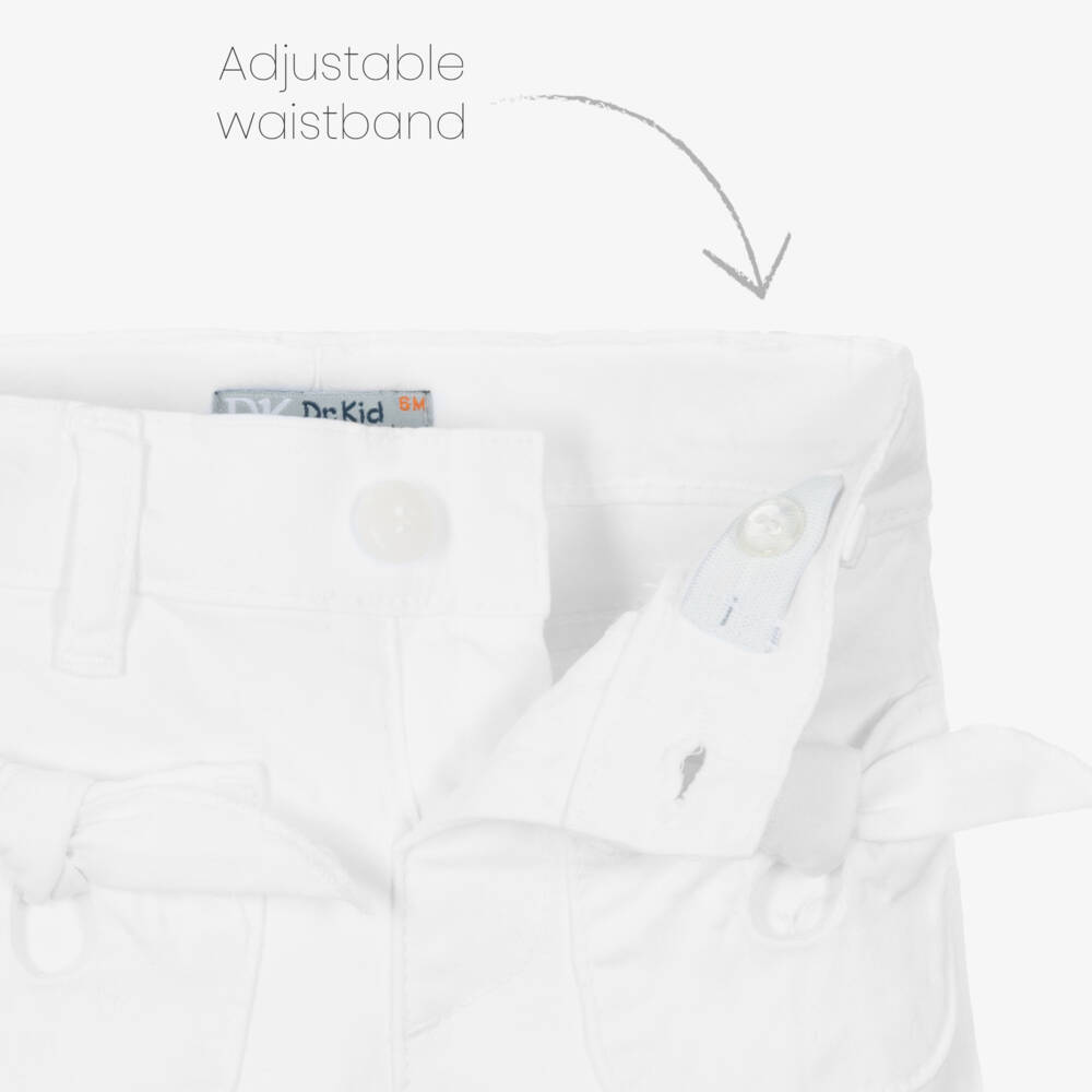 Dr. Kid-Girls Soft Ivory Twill Pants with Bows | Childrensalon Outlet