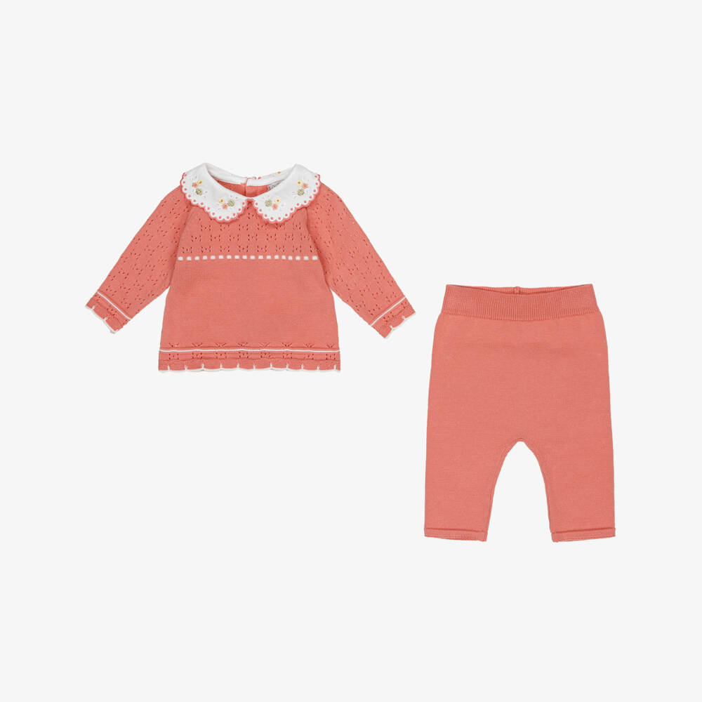 Dr. Kid-Girls Soft Salmon Knitted Ensemble | Childrensalon Outlet