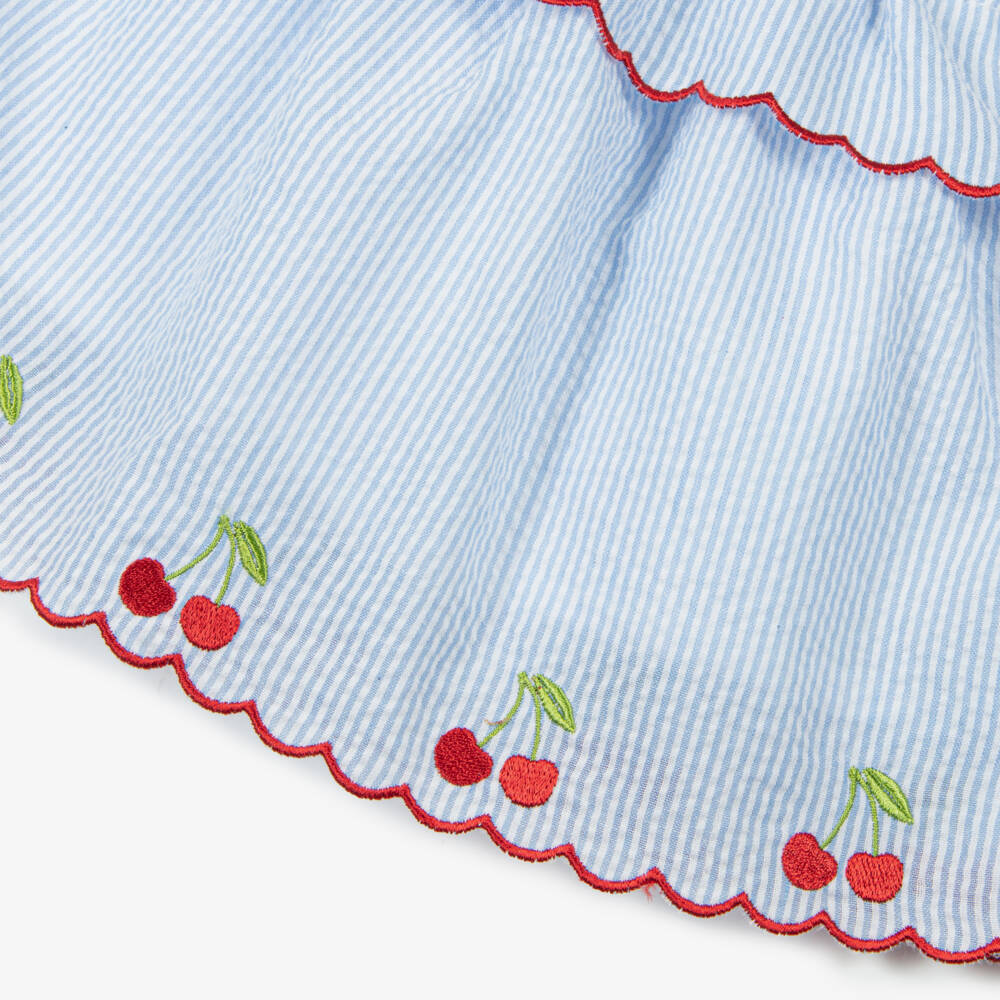 Dr. Kid-Girls Striped Blue Cherry Skirt | Childrensalon Outlet