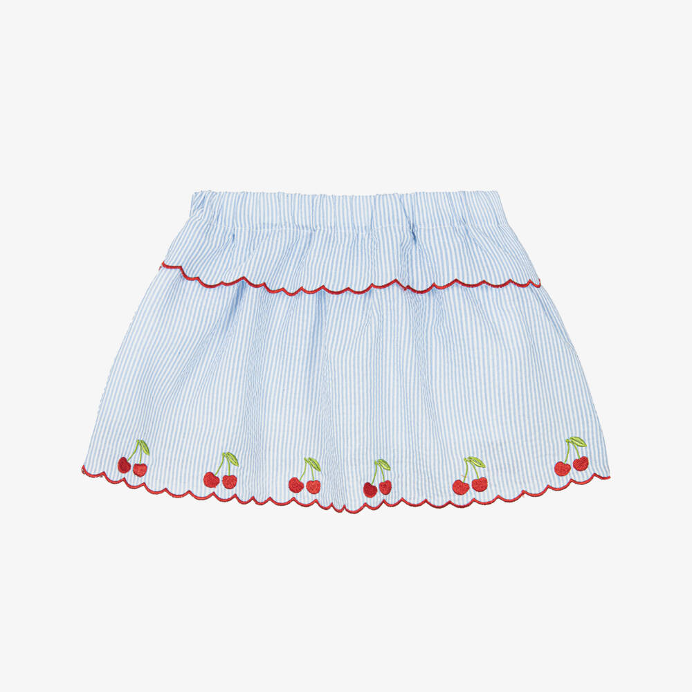Dr. Kid-Girls Striped Blue Cherry Skirt | Childrensalon Outlet
