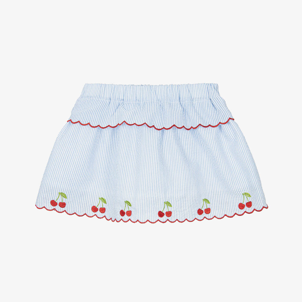 Dr. Kid-Girls Striped Blue Cherry Skirt | Childrensalon Outlet