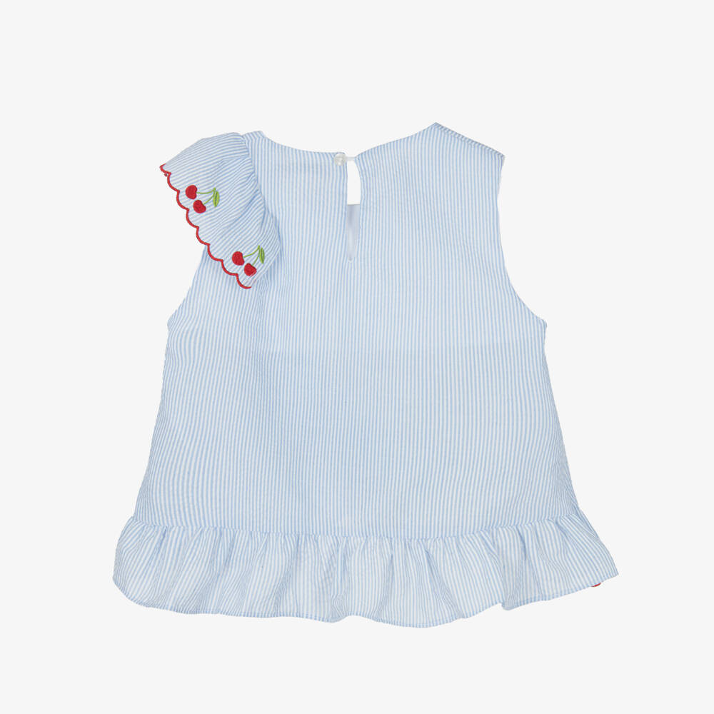 Dr. Kid-Girls Sweet Seersucker Cherry Top | Childrensalon Outlet