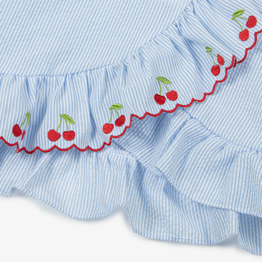 Dr. Kid-Girls Sweet Seersucker Cherry Top | Childrensalon Outlet