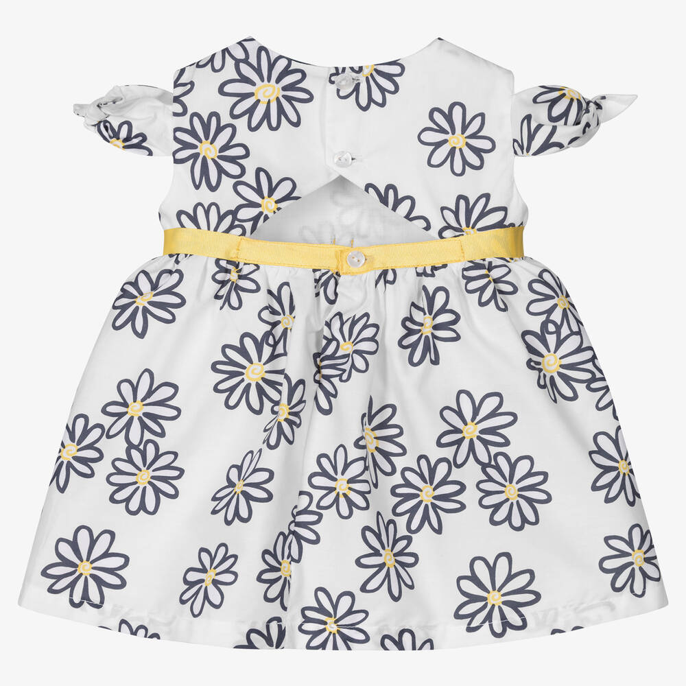 Dr. Kid-Girls White & Blue Floral Cotton Dress | Childrensalon Outlet