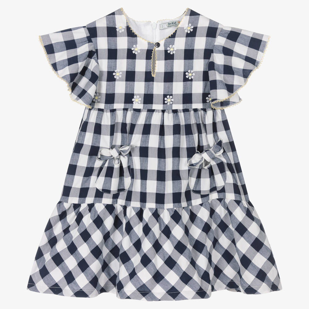 Dr. Kid - Vichykaro-Kleid in Weiß und Blau | Childrensalon