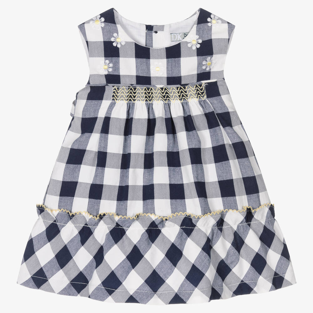 Dr. Kid - Girls White & Blue Gingham Dress | Childrensalon