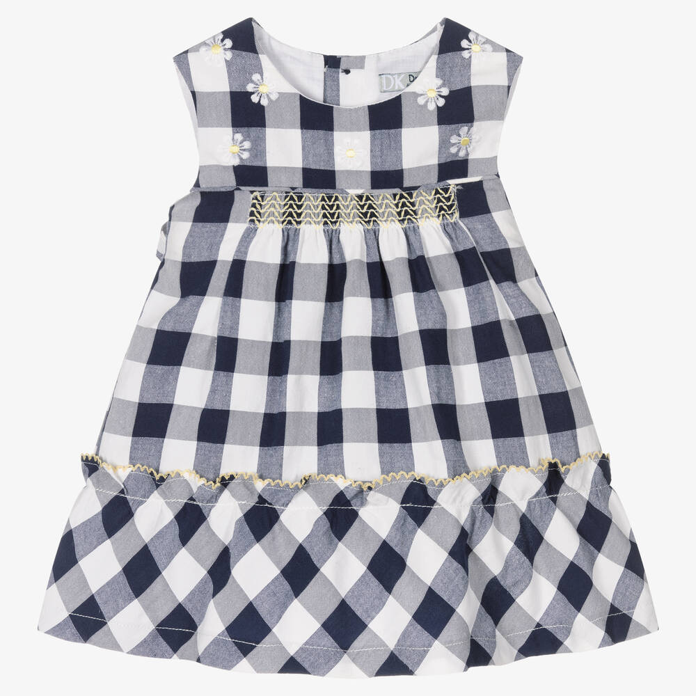 Dr. Kid - Robe bleue et blanche vichy fille | Childrensalon