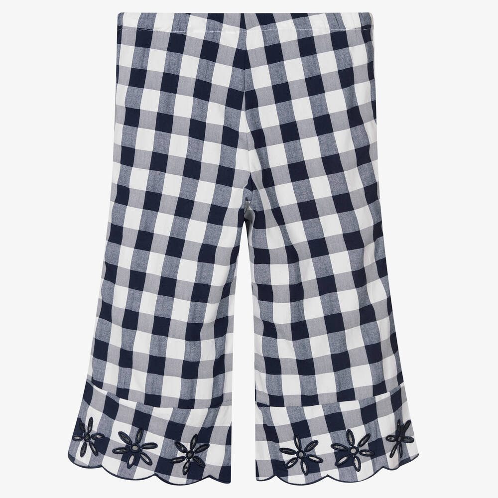 Dr. Kid-Girls White & Blue Gingham Trousers | Childrensalon Outlet