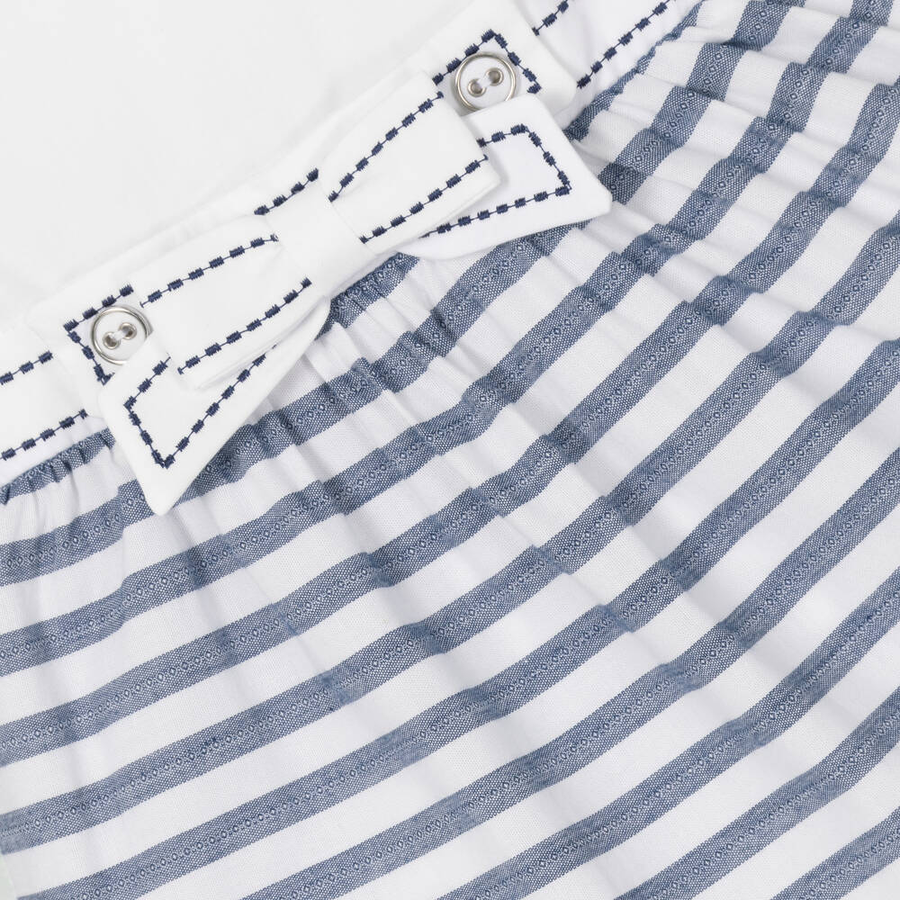 Dr. Kid-فستان أطفال بناتي قطن مقلم لون أبيض وكحلي | Childrensalon Outlet