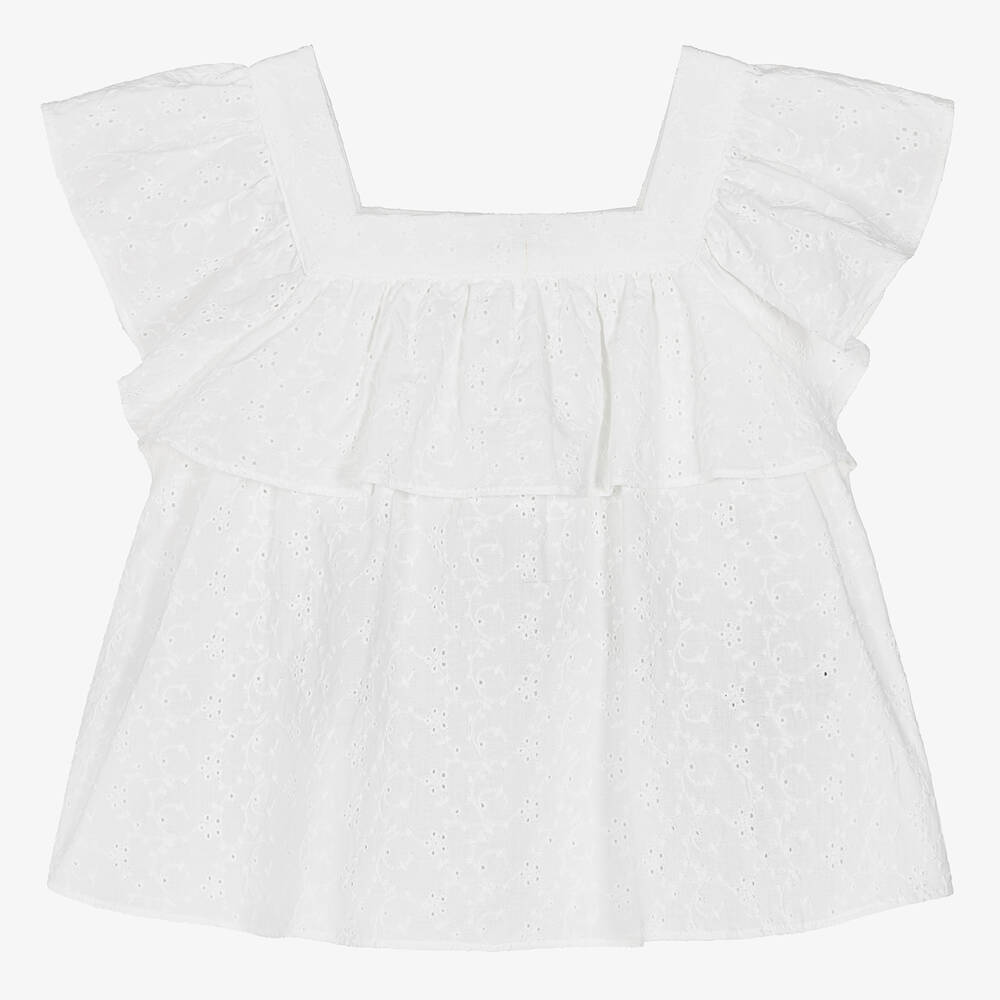 Dr. Kid-Girls White Broderie Anglaise Blouse | Childrensalon Outlet