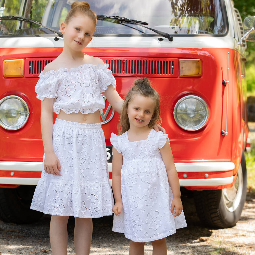 Dr. Kid-Girls White Broderie Anglaise Dress | Childrensalon Outlet