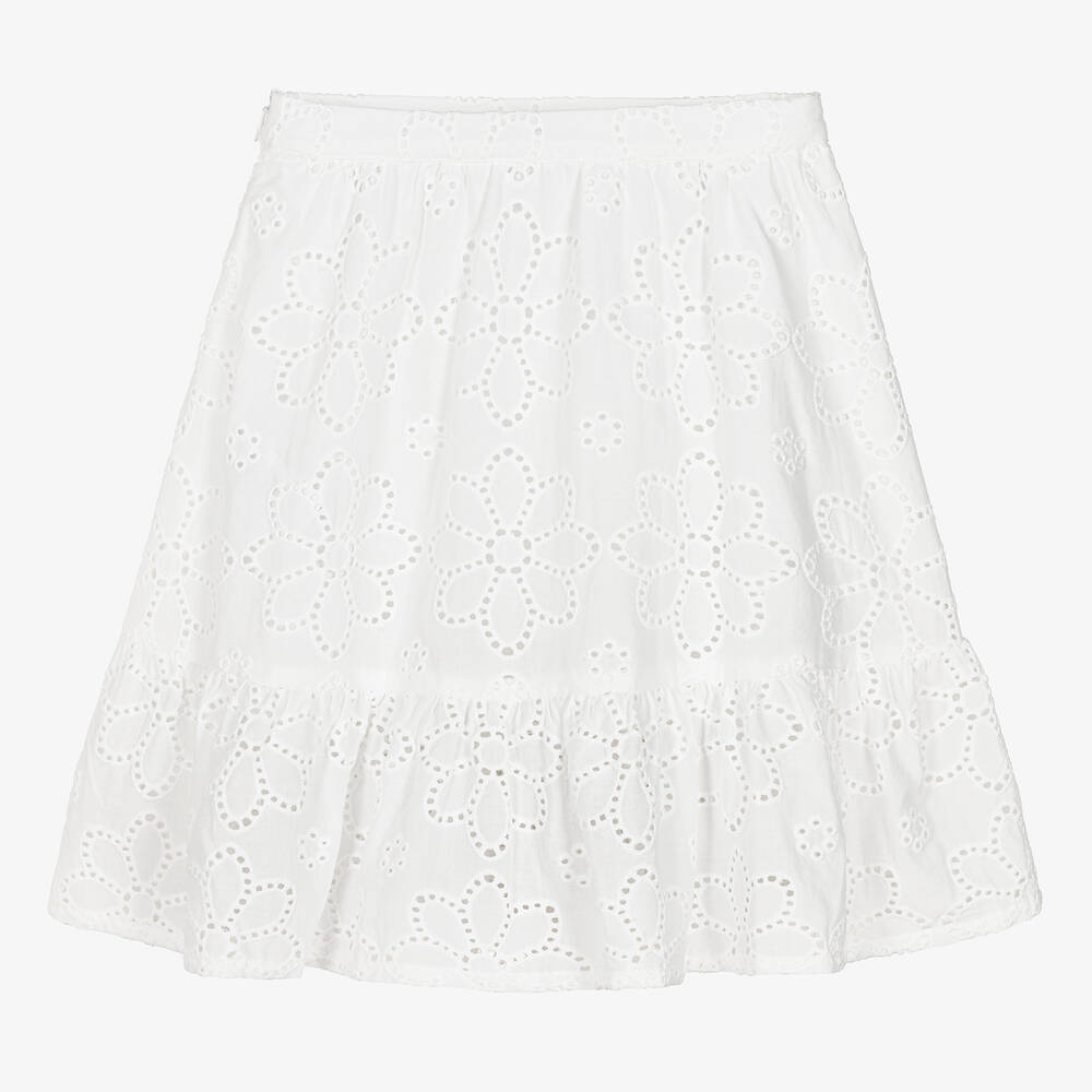 Dr. Kid-تنورة قطن برودوري لون أبيض | Childrensalon Outlet