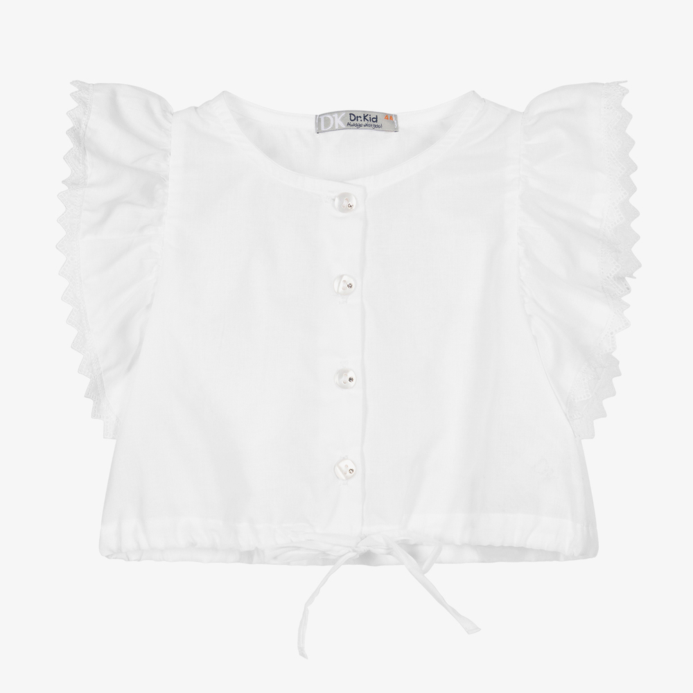 Dr. Kid - Белая хлопковая блузка для девочек  | Childrensalon