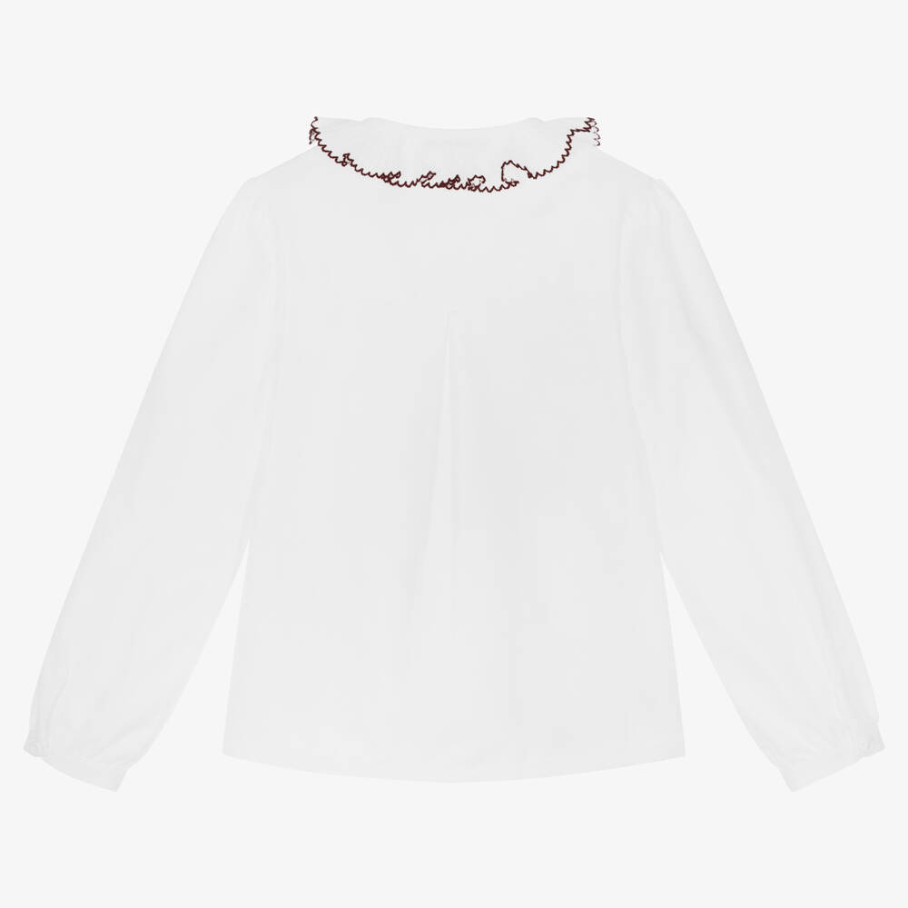 Dr. Kid-Белая хлопковая блузка для девочек | Childrensalon Outlet