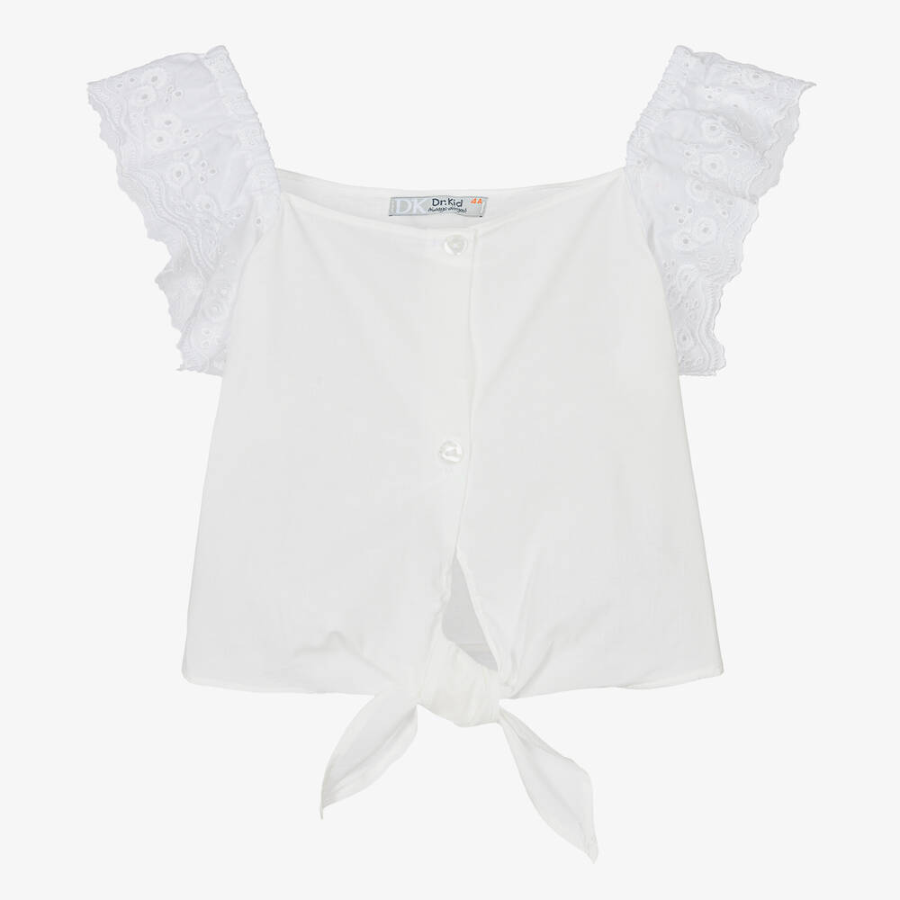 Dr. Kid - Белая хлопковая блузка для девочек | Childrensalon