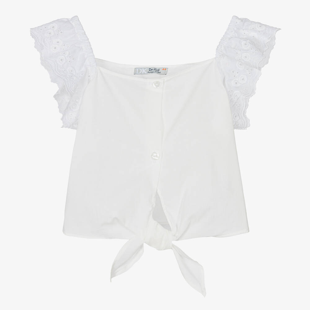 Dr. Kid - Chemisier blanc en coton fille | Childrensalon