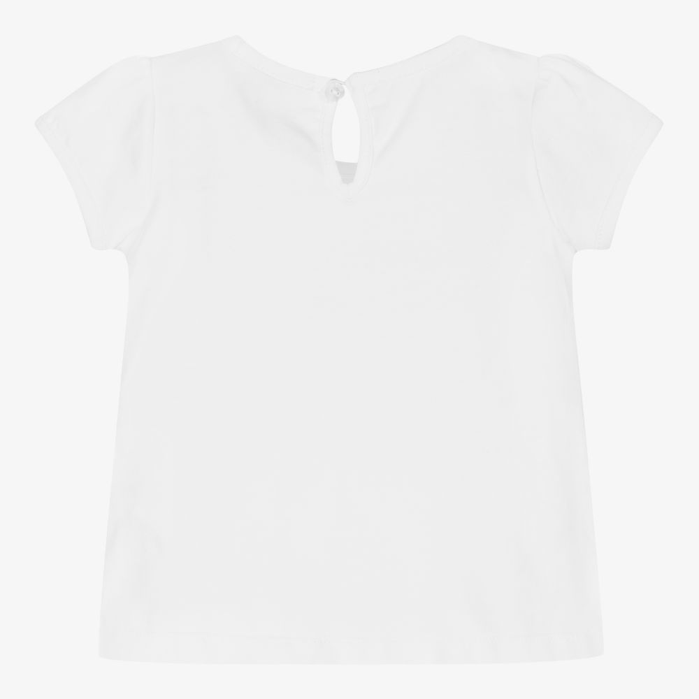 Dr. Kid-Girls White Cotton Bow T-Shirt | Childrensalon Outlet