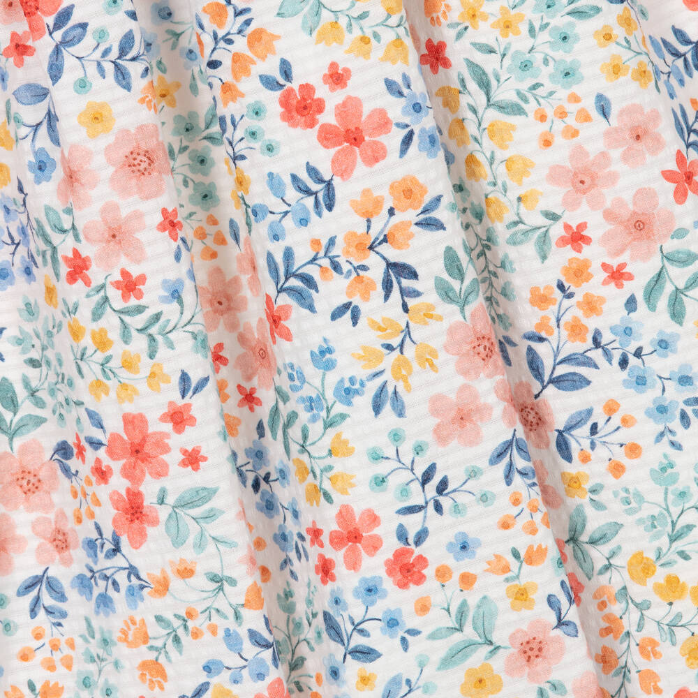 Dr. Kid-Girls White Cotton Floral Dress | Childrensalon Outlet