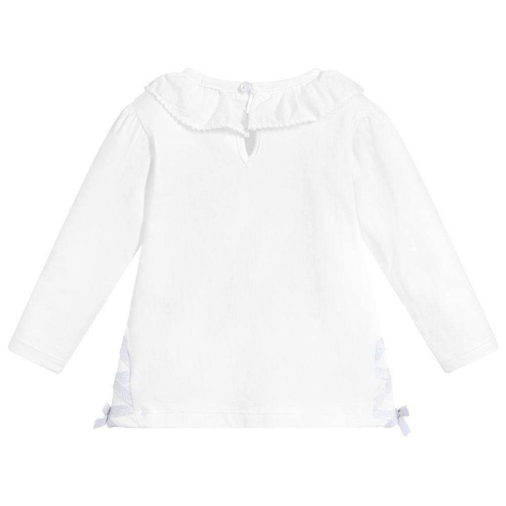 Dr. Kid-Girls White Cotton Jersey Top | Childrensalon Outlet