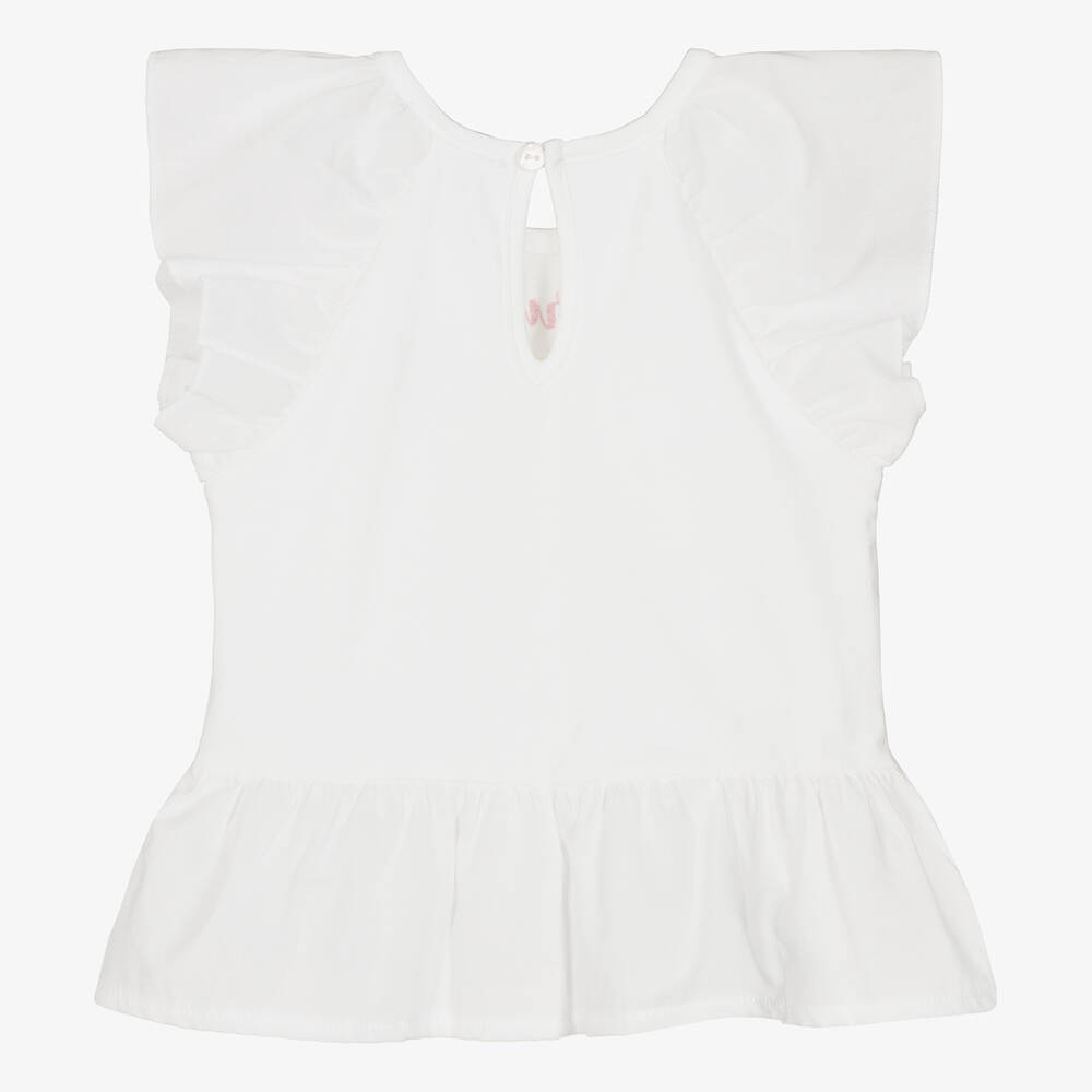 Dr. Kid-Girls White Cotton Mermaid T-Shirt | Childrensalon Outlet