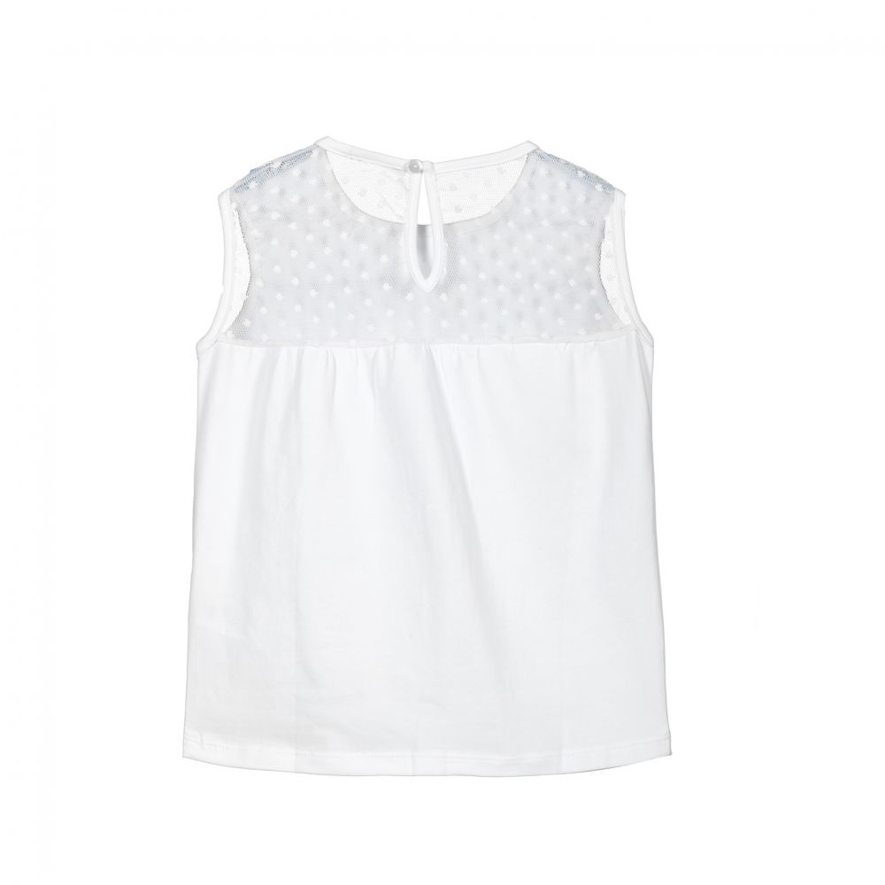 Dr. Kid-Girls White Cotton Ruffle Top | Childrensalon Outlet