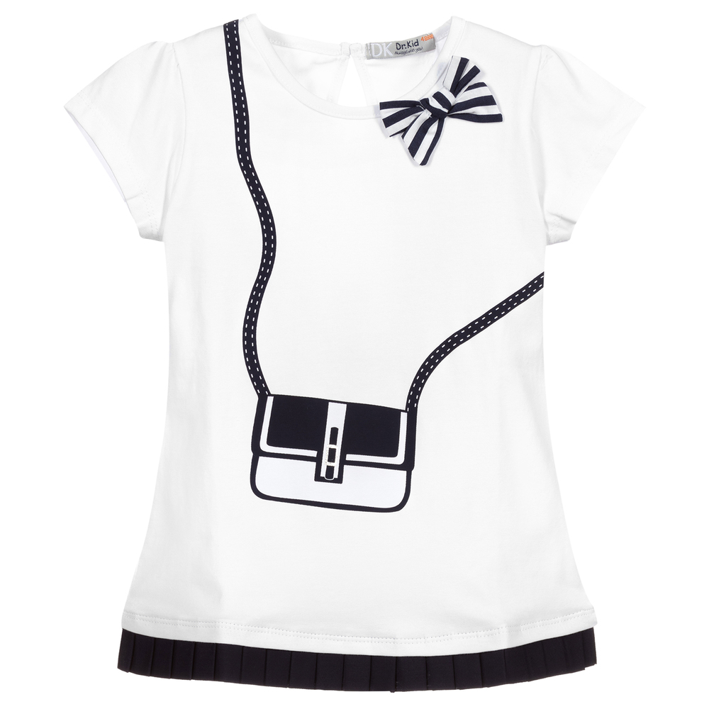 Dr. Kid - Girls White Cotton T-Shirt | Childrensalon