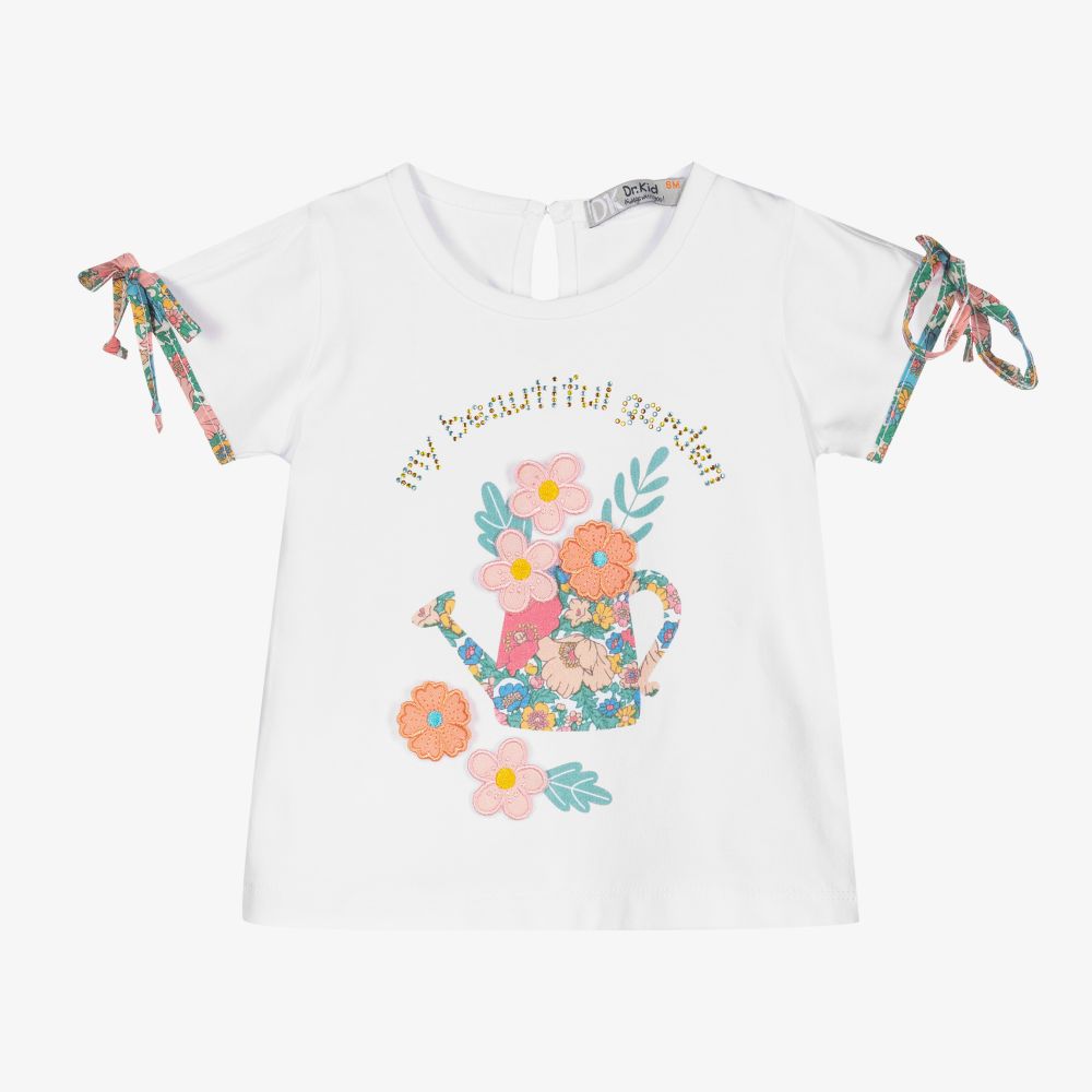 Dr. Kid - Weißes Baumwoll-T-Shirt für Mädchen | Childrensalon