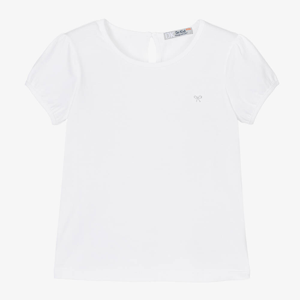 Dr. Kid-Girls White Cotton T-Shirt | Childrensalon Outlet