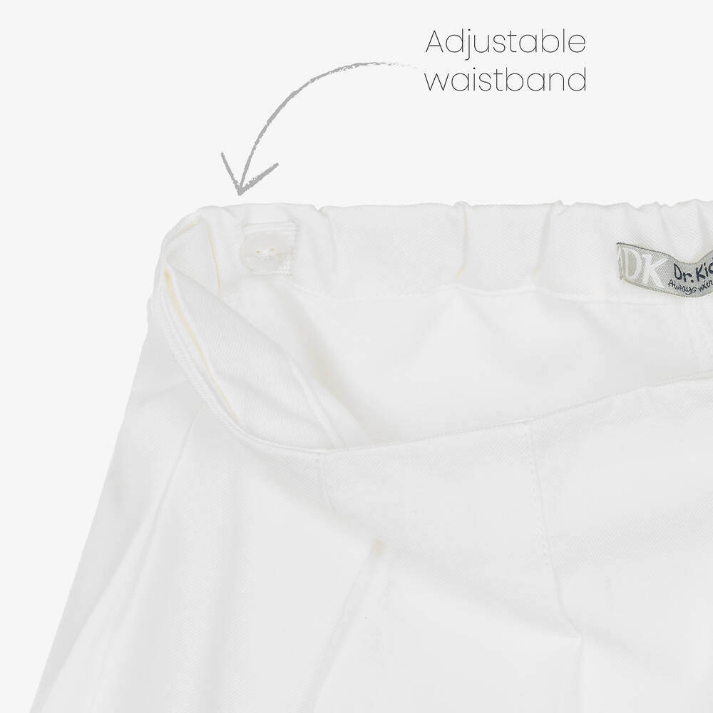 Dr. Kid-Girls White Pleated Cotton Skort | Childrensalon Outlet