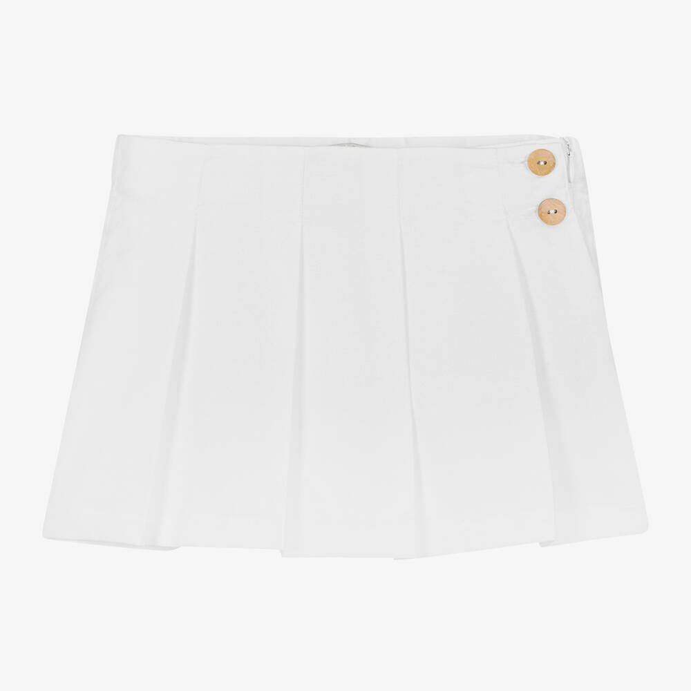 Dr. Kid-Girls White Pleated Cotton Skort | Childrensalon Outlet