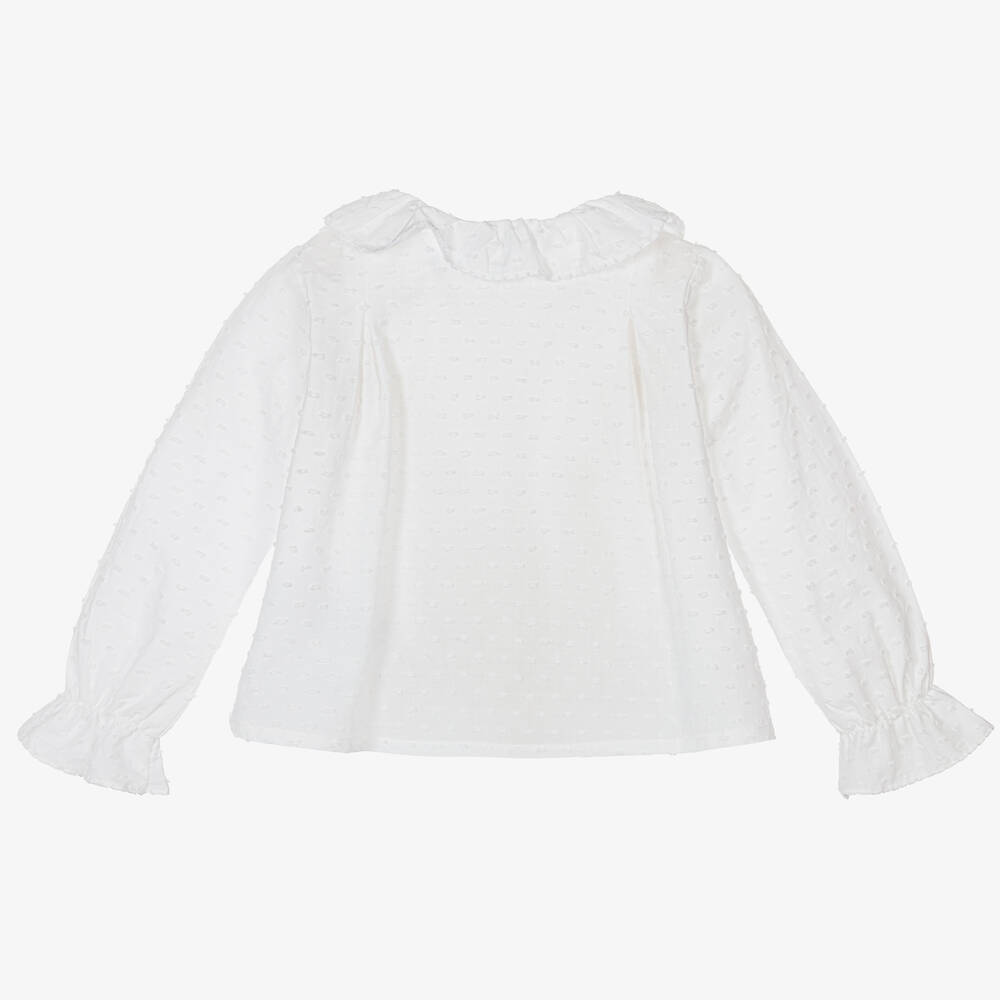 Dr. Kid-Белая блузка из хлопка плюмети | Childrensalon Outlet