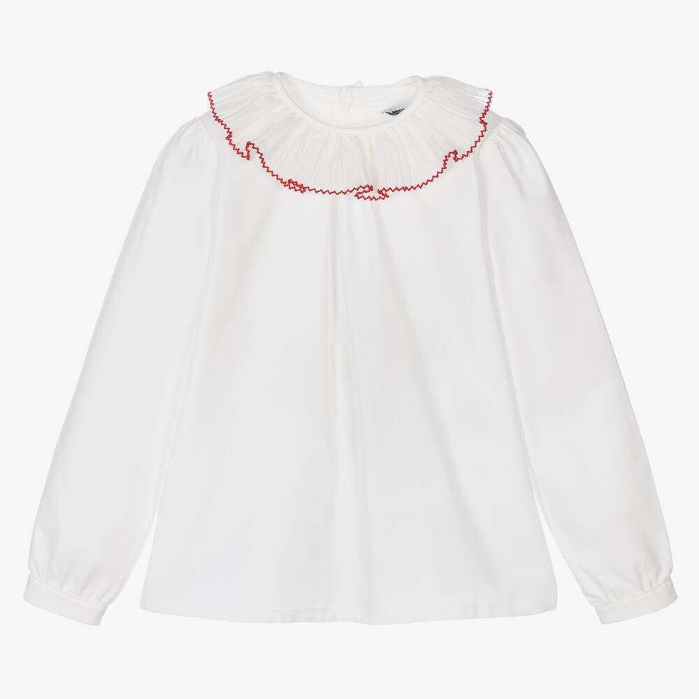 Dr. Kid - Белая хлопковая блузка с рюшами | Childrensalon