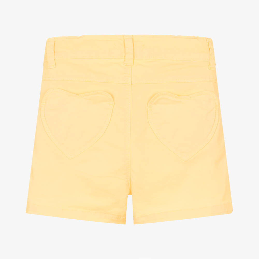 Dr. Kid-شورت قطن تويل مزين بترتر لون أصفر للبنات | Childrensalon Outlet