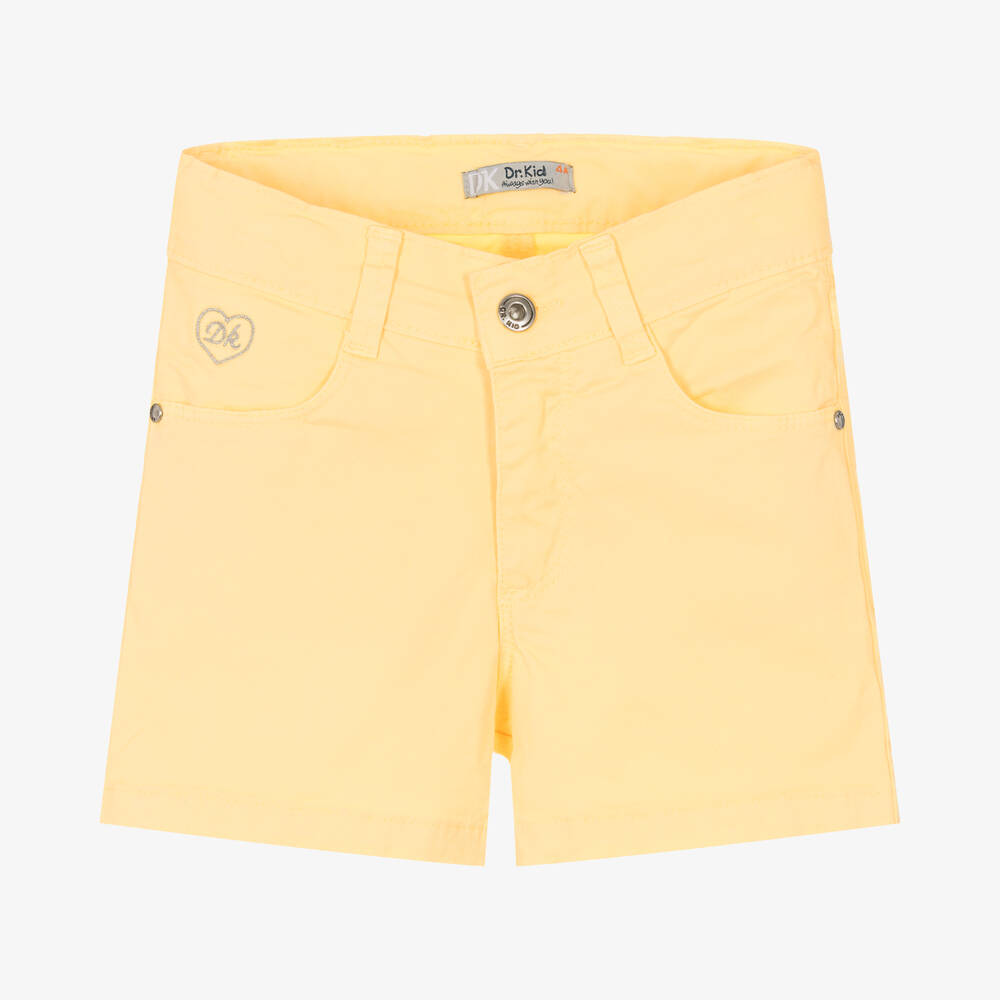 Dr. Kid-Girls Yellow Cotton Twill Shorts | Childrensalon Outlet