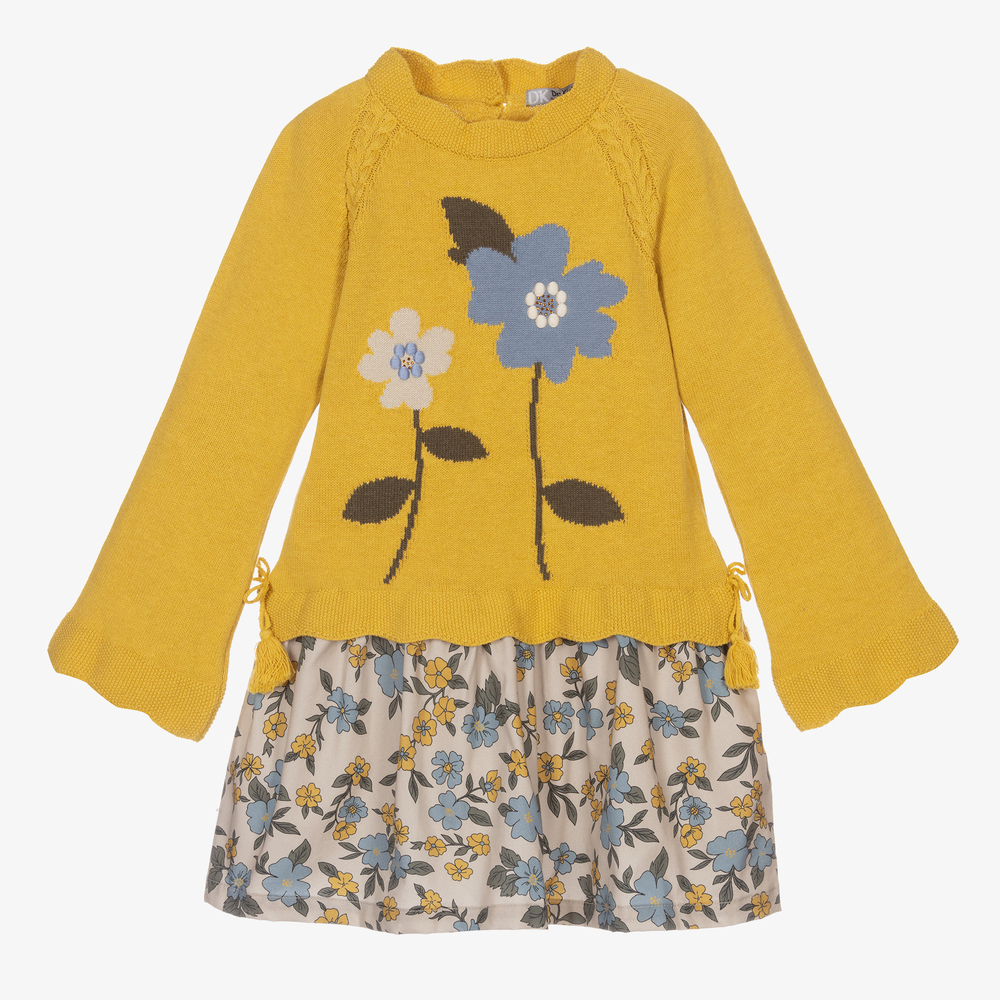 Dr. Kid-Girls Yellow Knitted Dress | Childrensalon Outlet