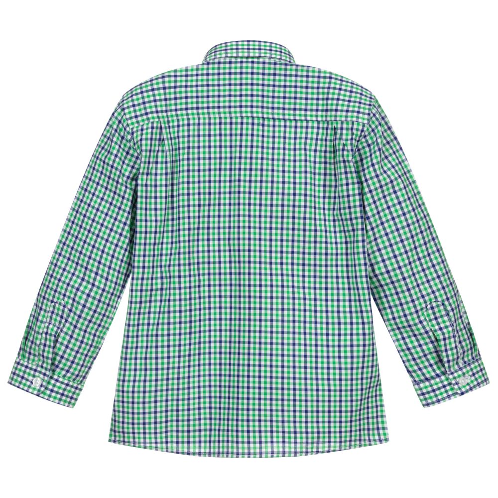 Dr. Kid-Green & Blue Checked Shirt | Childrensalon Outlet