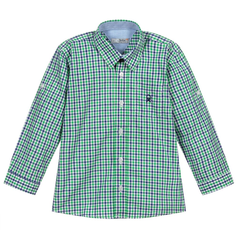Dr. Kid - Green & Blue Checked Shirt | Childrensalon