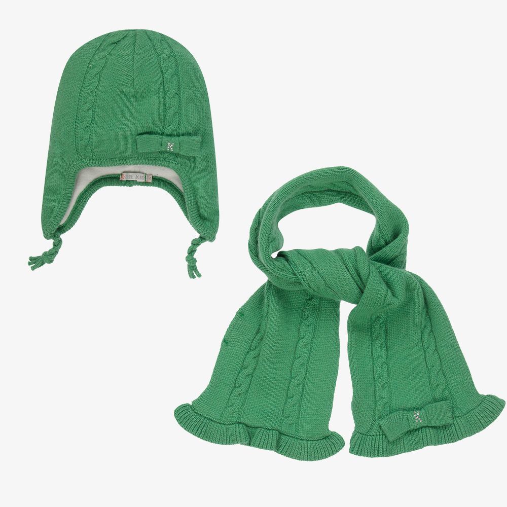 Dr. Kid - Green Knitted Hat & Scarf Set | Childrensalon
