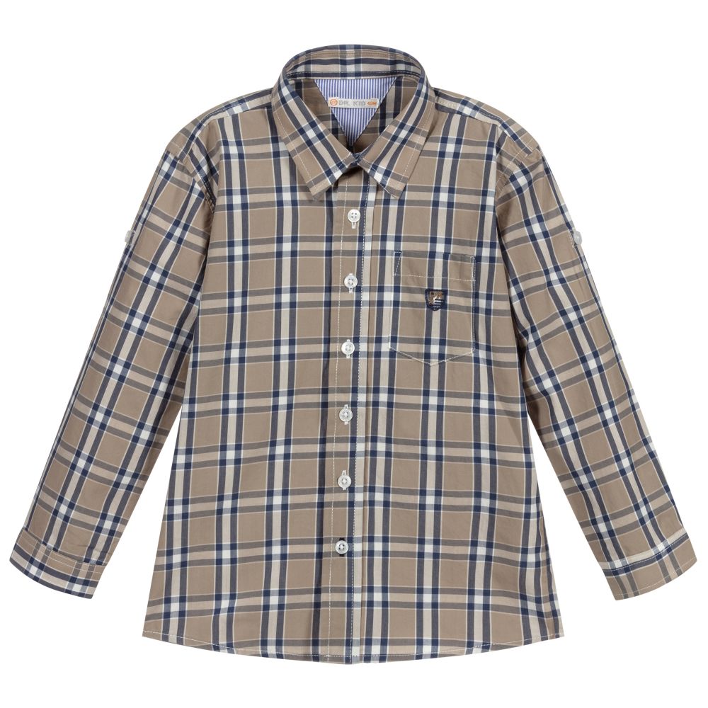 Dr. Kid - Grey & Blue Checked Shirt | Childrensalon