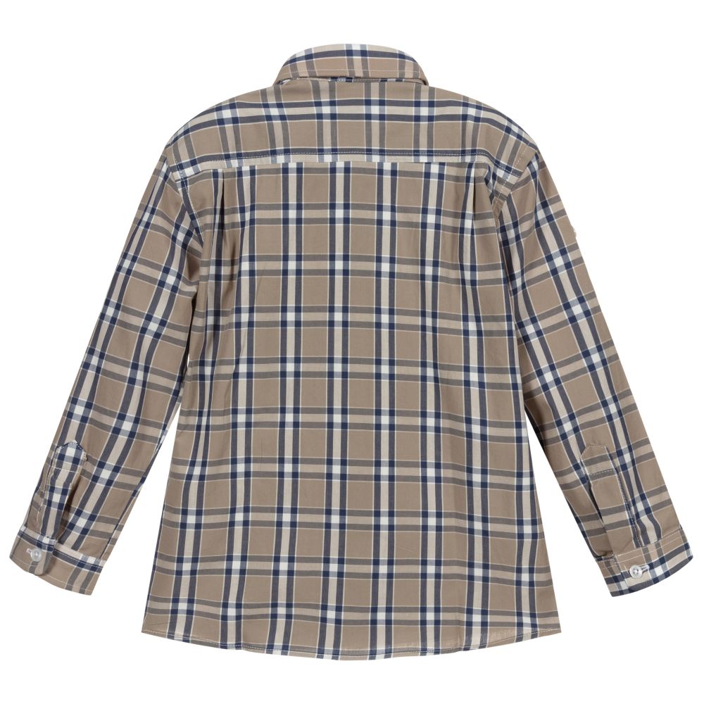 Dr. Kid-Grey & Blue Checked Shirt | Childrensalon Outlet